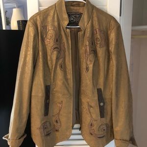 CHI ladies brown/gold leather jacket with pockets